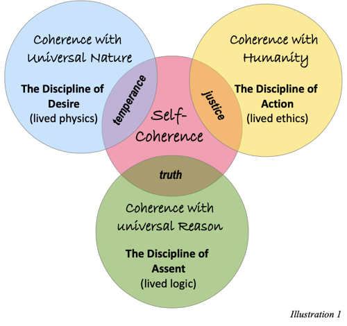 Showing the overlapped areas of the three disciplines with "Self-Coherence" in the center